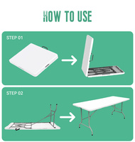 Ensemble table et chaises pliantes d'extérieur rectangulaires en plastique blanc portable avec support OEM pour événements