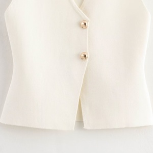 <span class=keywords><strong>Gilet</strong></span> tricoté décontracté pour femme 2026, style bureau transfrontalier, avec boutons dorés, tendance et mignon - Product Image 3