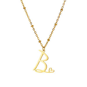 Collar de Acero Inoxidable Chapado en Oro de 18K, Resistente al Agua <span class=keywords><strong>y</strong></span> al Deslustre, con Colgante de Corazón con Letras de la A a la Z, Joyería de Moda, Venta al Por Mayor - Product Image 5
