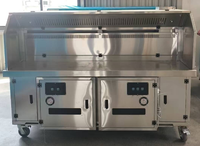 Grill rotatif double en acier inoxydable avec capot isolé, cuisson double face, grande capacité, rôtissoire à charbon de bois