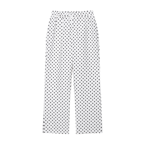 Pantalones de Mujer Estilo Vintage con Estampado de Lunares, Corte Holgado, Largos, Cintura Media, Poliéster/Algodón, para Otoño - Product Image 1