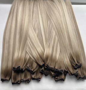 Ekstensi rambut Remy Rusia ditarik ganda untuk Genius kain abu gelap pirang tebal dan tahan lama rambut manusia - Product Image 6