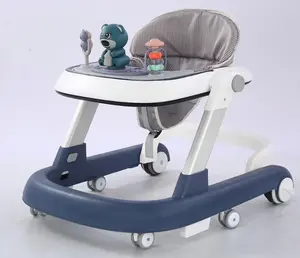 2024 Andador de bebé con marco de aluminio 3 en 1 más vendido con luces y música/Andador de bebé con ruedas giratorias de moda barata a la venta