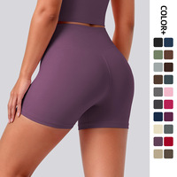 Shorts de yoga personnalisés en gros à séchage rapide, motif uni, respirants, rehausseurs de fessiers, pour la course, le sport et le fitness, shorts de gym taille haute