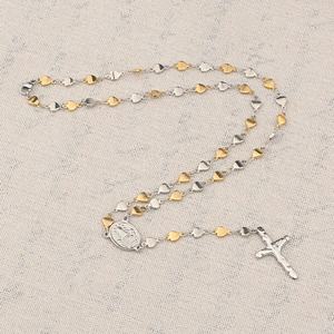 נשים מתנות נירוסטה לב שרשרת צלב דתי תליון ישו חתיכה מחרוזת שרשרת - Product Image 5