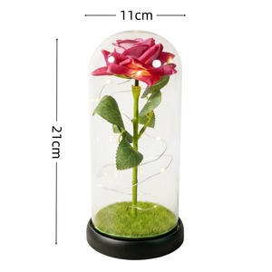Regalo Romantico per San Valentino, Rosa Preservata Personalizzata con Luce LED in Cupola di Vetro Trasparente, Luce Notturna Eterna Elegante Fatta a Mano, Decorazione per la Casa - Product Image 6