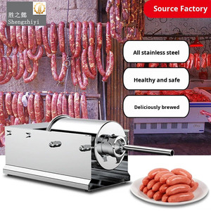 Máquina de llenado de salchichas de acero inoxidable con manivela horizontal de 3L/5L, pequeña, profesional, para uso doméstico y exportación, para salchichas de sangre y salami. - Product Image 4