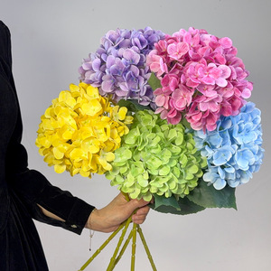 Flor Artificial de Hortensia Jinxi Elsa, Rama Individual de Seda, Decoración para Bodas y Hogar, Rosa, Verde, Amarillo, Azul, Morado - Product Image 1
