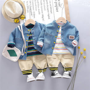 เสื้อแจ็คเก็ตยีนส์เด็กผู้ชายขายส่ง เสื้อโค้ทเด็กพร้อมกางเกงเด็ก ชุดเสื้อผ้าเด็ก ผลิตในจีน - Product Image 3
