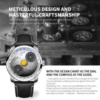 Montre personnalisée avec logo, mécanique, heure sauteuse, carte du monde 24H, automatique, pour homme, acier inoxydable 316L, saphir