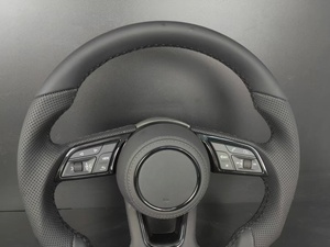 Volant de voiture sport personnalisé S-Line à fond plat en cuir perforé pour Audi A3 A4 <span class=keywords><strong>A5</strong></span> A6 A7 A8 Q3 Q5 Q7 Série R/RS - Product Image 3