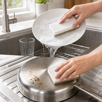 Éponge à vaisselle double face en fibre de coco écologique, biodégradable, pour nettoyer les casseroles, les poêles, les assiettes et la vaisselle