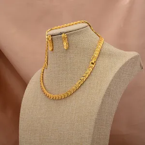 African 24k Gold Color Jewelry Sets For Lady Wedding Ethiopia Bridal Necklace Earrings Ring Jewelry Accessory Gifts