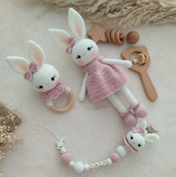 Couleur violet clair Amigurumi lapin couette pour bébé cadeaux d'anniversaire main Crochet lapin couverture mignon hochet jouets