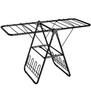 Small Foldable Iron Mobile Hanger with Adjustable Round Design for Yard Use Modern Style Cloth Hanger - Product Image 1