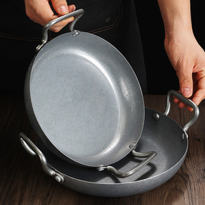 Sartén <span class=keywords><strong>para</strong></span> mariscos Retro <span class=keywords><strong>de</strong></span> acero inoxidable, olla seca plana con <span class=keywords><strong>cocina</strong></span> binaural <span class=keywords><strong>para</strong></span> estufa <span class=keywords><strong>de</strong></span> Alcohol, olla caliente, sartén Wok compatible con inducción - Product Image 5