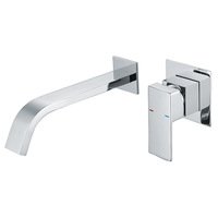 Robinet de lavabo mural encastré moderne et minimaliste en cuivre, à double commande chaud-froid, pour hôtel, fourni par un fabricant transfrontalier
