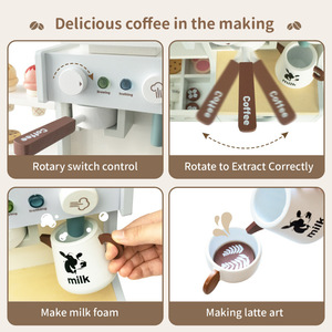 Juego de Juguetes de Cocina de Madera para Niños, <span class=keywords><strong>Caja</strong></span> <span class=keywords><strong>Registradora</strong></span> de Simulación, Juego de Imitación de Pequeña Tienda, Venta de Postres, Té de la Tarde - Product Image 5