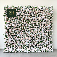 Rote Rosa Rosen Schleierkraut Künstliche Blumenwand für Verlobungszeremonie Fotokabinen-Dekoration