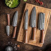 Coffrets de couteaux de cuisine Grandsharp en acier Damas, comprenant des couteaux de chef, à découper, Nakiri, utilitaires et à éplucher, avec manche en bois de rose africain.
