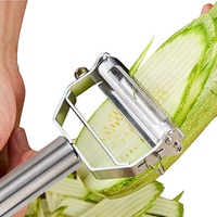 Amz Hot Sale Handmatige Groente Schilmes voor Aardappel, Komkommer, Wortel, RVS Julienne Schilmes met Reinigingsborstel, Duurzaam