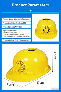 <span class=keywords><strong>Casque</strong></span> de sécurité en PE renforcé avec ventilateur solaire intégré, anti-choc, ventilé, pour ouvriers du bâtiment - Product Image 6