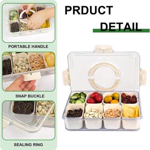 Récipient à épices portable en plastique scellé pour la <span class=keywords><strong>cuisine</strong></span> Stockage de collations Boîte de plateau de service de légumes divisée empilable avec couvercle et poignée - Product Image 6