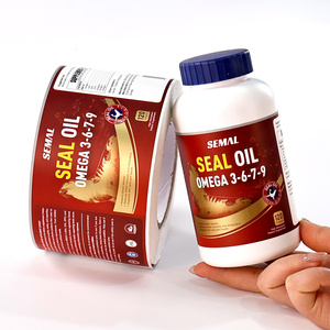 Custom Printed Nutraceutical Bottle Label <b>Stickers</b> with Hot Foil & Spot UV for Health Supplement Branding metallic labels - Product Image 1
