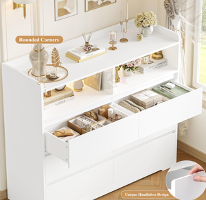 <span class=keywords><strong>Commode</strong></span> blanche à 6 tiroirs, armoire de rangement moderne avec 6 tiroirs, 23,6"L x 15,7"l x 31,5"H, idéale pour la maison et le bureau - Product Image 5