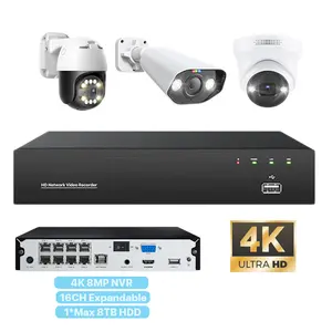 4K 8 Channel PoE NVR System 16CH Expandable 24/7 Recording Playback Remote Access H.265+ Network Video Recorder 8MP PoE NVR