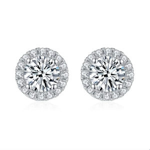 Boucles d'oreilles clous romantiques pour femme 0,5 ct, forme boule, moissanite sertie griffe en or rose pour anniversaire et fiançailles - Product Image 2