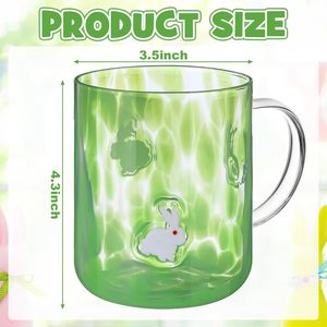 Ensemble de tasses en verre à texture martelée en borosilicate résistant à la chaleur, motif Lapin de Pâques et carotte, pour les fêtes de printemps et comme cadeau - Product Image 6