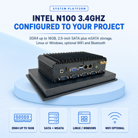 PC Panel Industri 10.1 Inci Intel N100 Tanpa Kipas 1280x800 Layar Sentuh PCAP Depan IP65 RS232 COM RJ45 VGA 12V DC