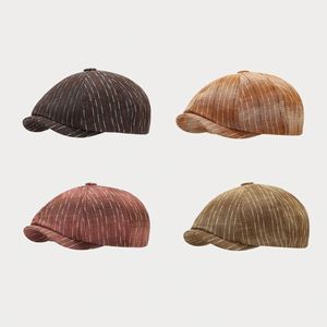 Nueva Llegada: Gorra de Estilo Vintage con Rayas y Teñido Anudado para Mujer, Gorra Newsboy de 8 Paneles - Product Image 1
