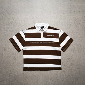 Factory Custom Wholesale t Shirt Short Sleeve Oversized Boxy Cropped t Shirt High Quality 100%cotton Striped Shirt Design - Product Image 2