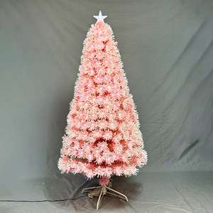 Árbol de Navidad de Fibra Óptica con Flores de <span class=keywords><strong>Ciruelo</strong></span> en PVC Rosa y Luces LED Blancas - Product Image 1