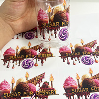 Autocollant de transfert UV sur le thème des desserts, motif en sucre pour dessert, design de lettres 3D dorées, imperméable, personnalisé