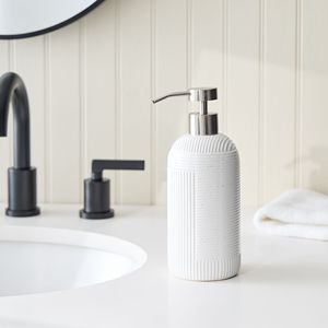 Ensemble d'accessoires de bain en céramique givrée de luxe moderne distributeur de porte-savon de la collection de poteries blanches pour toilettes - Product Image 5