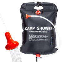 Douche solaire portable 20L pour la plage, la natation et le camping avec pommeau de douche marche/arrêt