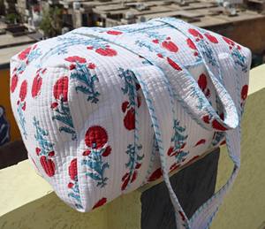 Handmade Travel Overnight <b>Bag</b> Quilted Fabric Women's Travel <b>Bag</b> Reusable <b>Beach</b> Overnight Duffel <b>Bags</b> - Product Image 3