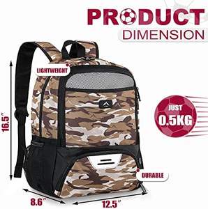 Sac de sport de football de haute qualité, sac de baseball, échantillon gratuit, polyester, solide, grande capacité, 35L, poche pour bouteille - Product Image 2