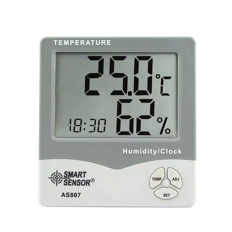 As807 Vochtigheid Monitor Temperatuur Klok Wekker Digitale Hygrometer