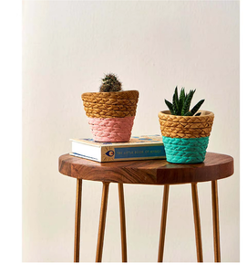 Paniers de rangement en corde de coton faits à la main, colorés, tissés, écologiques, décoration intérieure, couvre-plante de table - Product Image 2