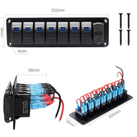 Panneau de commutation à bascule étanche 12V 24V 8 interrupteurs avec chargeur USB double 4.2A et rétroéclairage LED bleu pour marine, camping-car, camion
