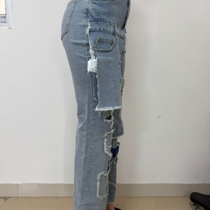 Viviblook กางเกงยีนส์สตรีทสุดเซ็กซี่สำหรับ Z927PT กางเกงยีนส์ขายาวทรงหลวมทรงตรงมีหลายกระเป๋าสำหรับผู้หญิงขนาดใหญ่พิเศษ - Product Image 4