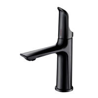 Robinet de lavabo monocommande moderne et minimaliste avec bec conique, aérateur et corps incurvé en alliage de zinc chromé poli