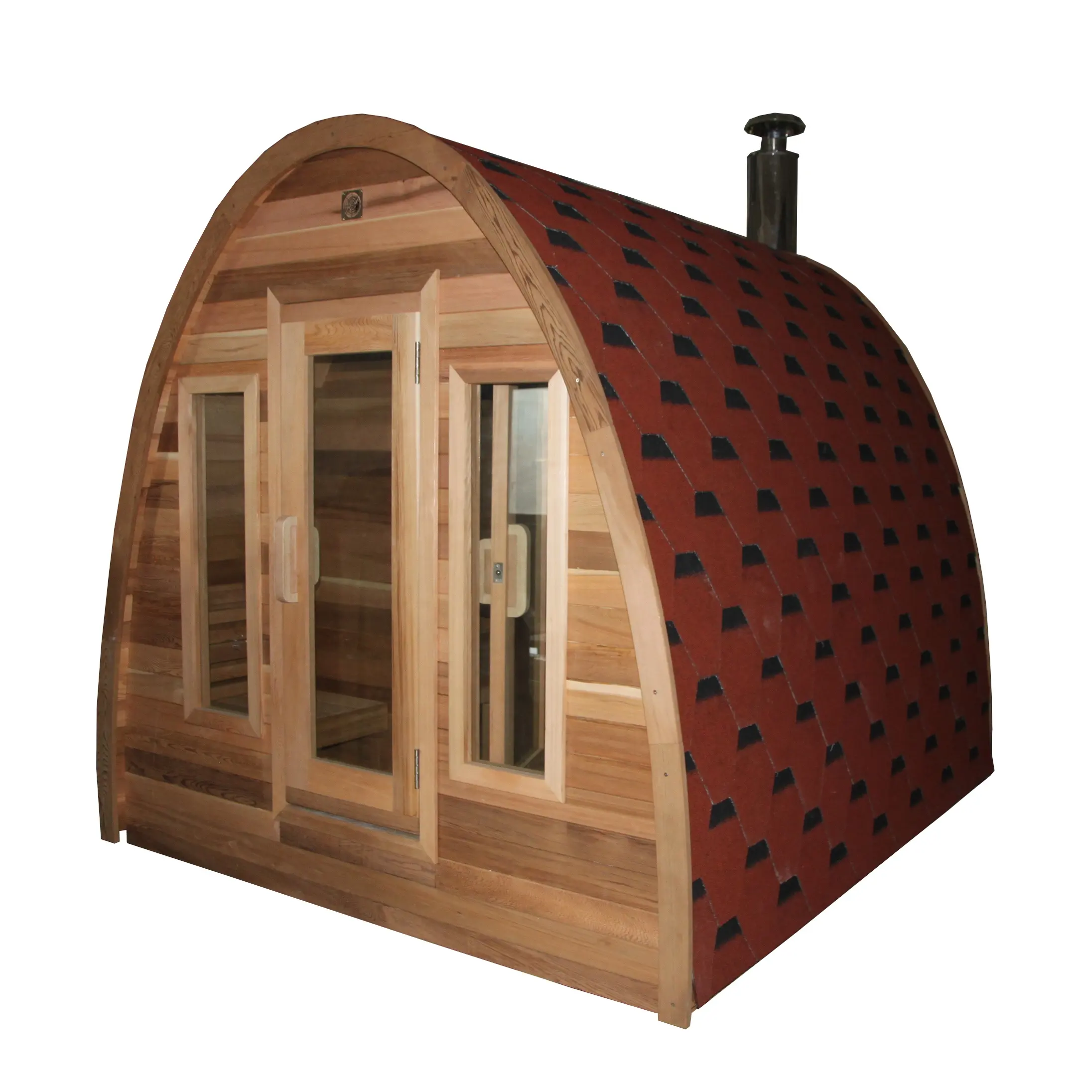 Vente en gros d'excellente qualité Sauna extérieur en bois de cèdre rouge du Canada avec poêle à sauna électrique