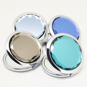 Ready to Ship Metal Round <b>Crystal</b> Makeup <b>Mirror</b> Double Folding Portable <b>Mirror</b> Pocket <b>Mirror</b> - Product Image 1