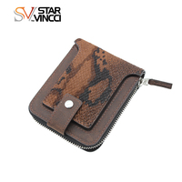 Dompet kulit Vintage desainer baru dompet saku koin tempat kartu pola ular uniseks