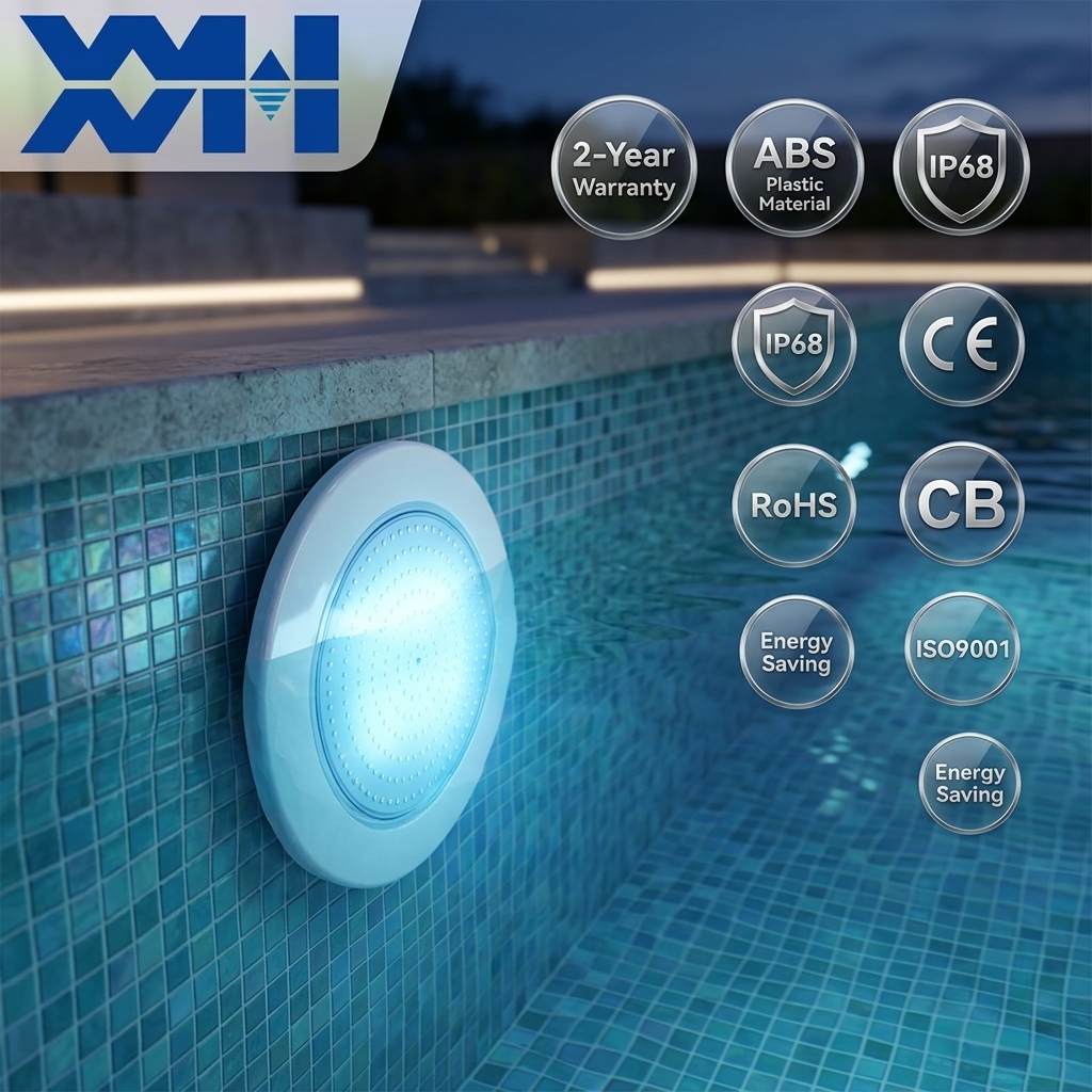 IP68 Waterproof ABS Housing Smart Color Changing Ra90 RF Remote Dimmable Submersible Underwater Swimming Pool Lights